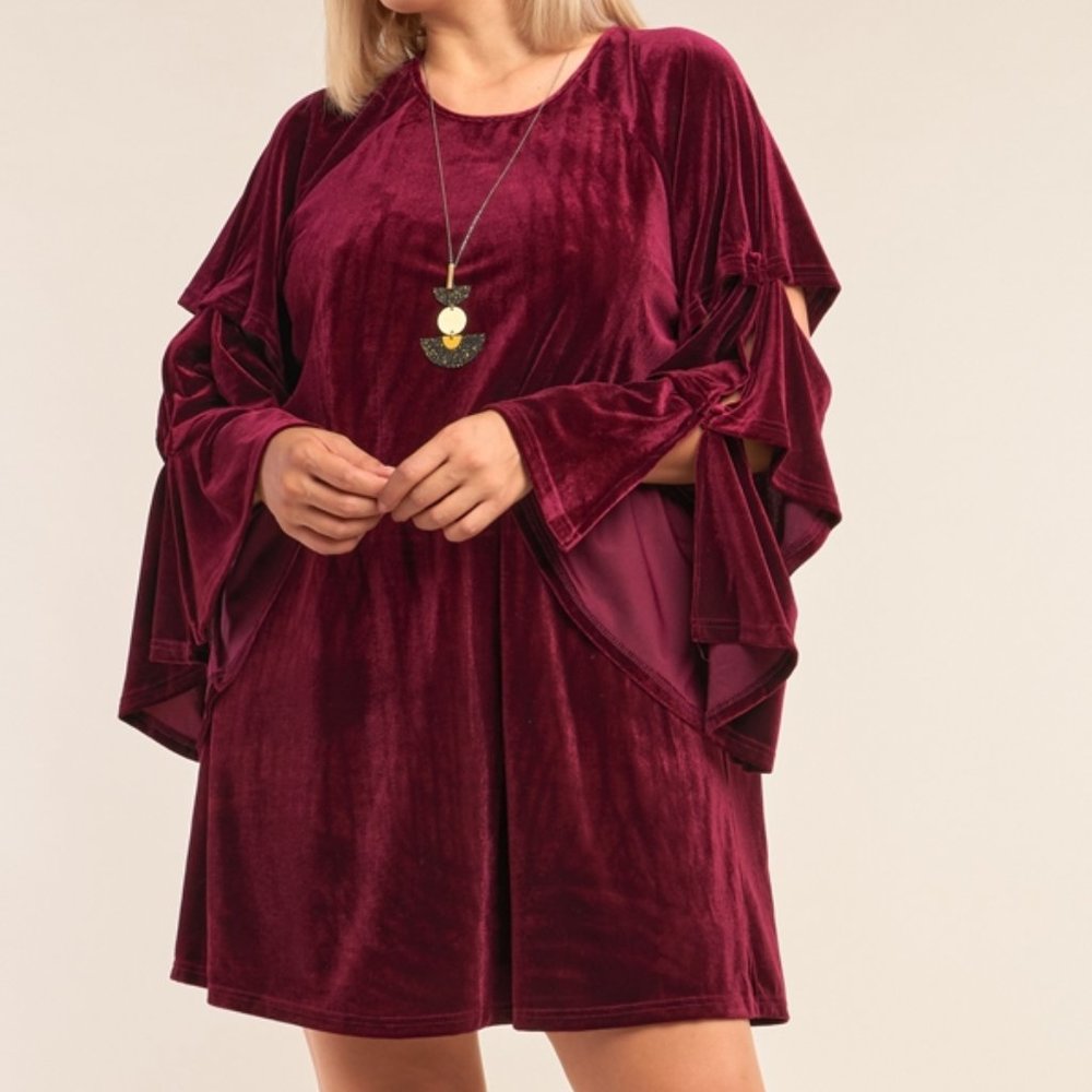 Plus Size Lady Macbeth Wine Red Velvet Dress